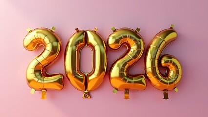 Happy New Year2026 3d Gold Foil Balloons design