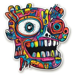 Obraz premium Productivity, Sticker, Blissful, Saturated Colors, Art brut style, Contour, Vector, White Background, Detailed