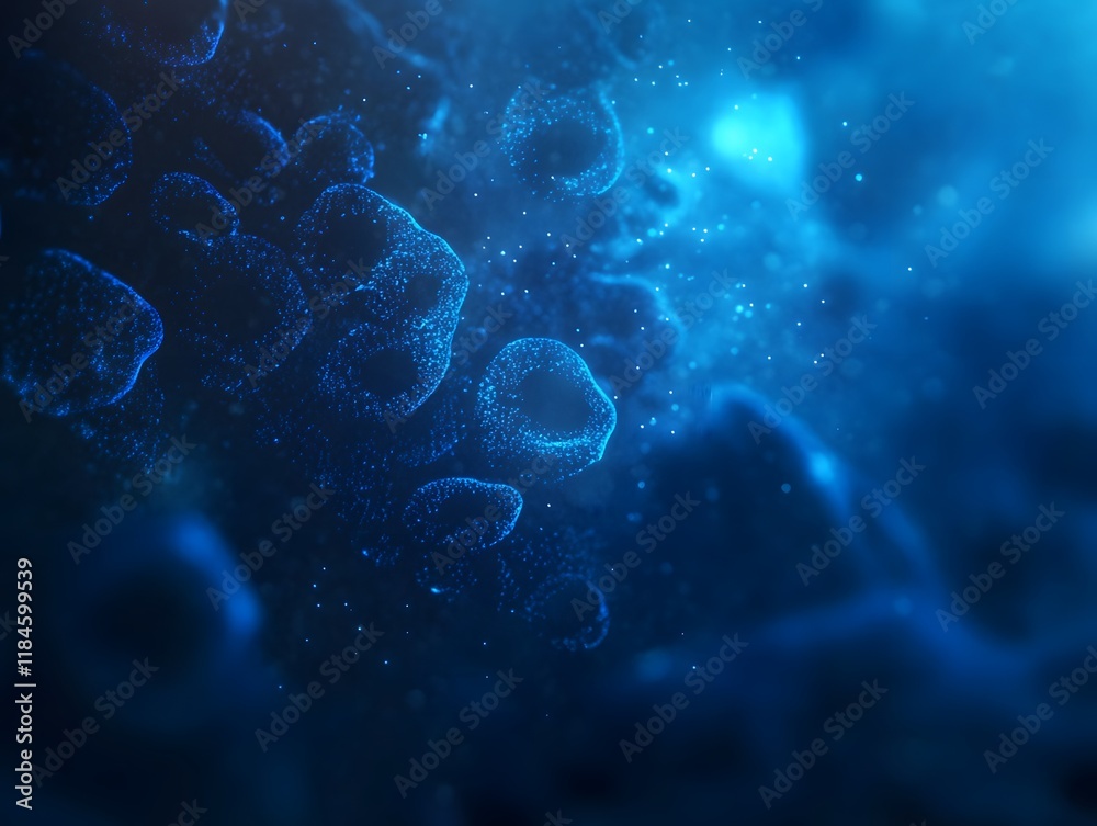 Aufkleber abstract blue background with floating particles and bubbles in a dreamlike underwater scene, perfec