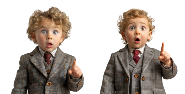 Portrait of child with surprised expression on transparent background
