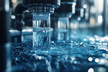 Dynamic water flow in factory environment showcasing innovative technology