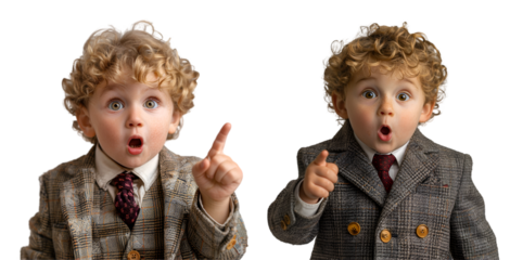 Portrait of child with surprised expression on transparent background

