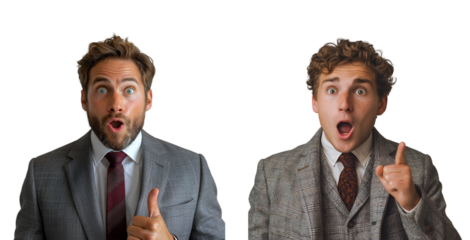 Man with surprised expression on transparent background