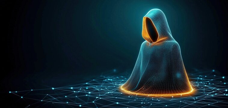 A digital illustration depicting privacy and invisibility concepts with a cloaked figure