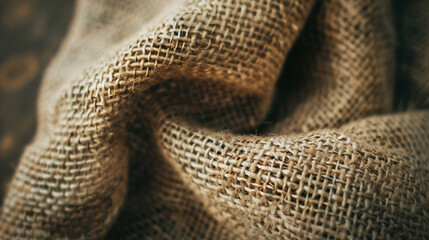 A close-up of textured linen fabric in natural beige tones, ideal for rustic and eco-friendly themes