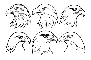 Set of Eagle Head silhouette vector illustration