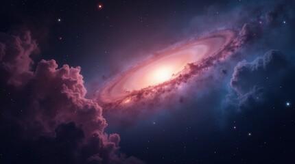 Fototapeta premium Nebula and galaxies in space. Abstract cosmos background