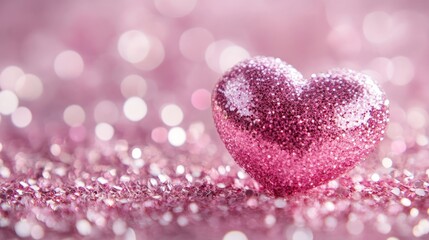 Fototapeta premium Glowing heart on a vibrant abstract background with sparkling bokeh effects