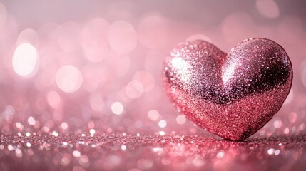 Fototapeta premium Glowing heart on a vibrant abstract background with sparkling bokeh effects