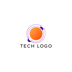 ILLUSTRATION LETTER O CIRCLE GRADIENT ORANGE PURPLE COLOR WITH DOT TECH LOGO ICON TEMPLATE SIMPLE DESIGN ELEMENT VECTOR