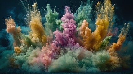 Fototapeta premium Vibrant Color Explosion Abstract Art Multicolored Powder Cloud Burst Artistic Background