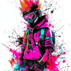 A unique representation of youth culture in atompunk anime graffiti.