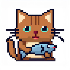 Obraz premium Pixel art style pixelated cat