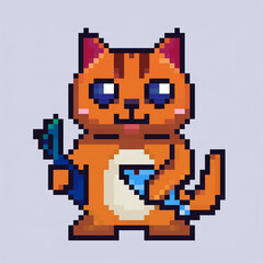 Obraz premium Pixel art style pixelated cat