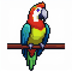 Obraz premium Pixel art style pixelated parrot