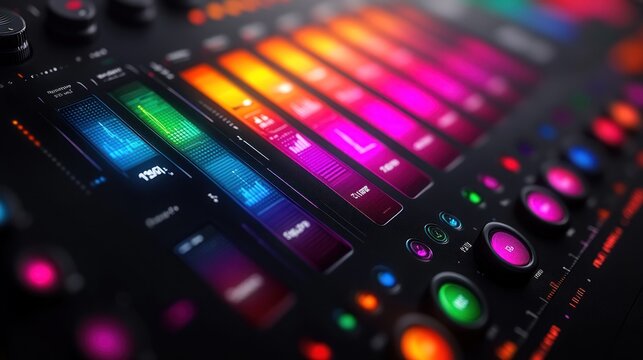 Colorful digital audio workstation interface.