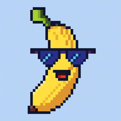 Fototapeta premium Banana wearing sunglasses pixel art