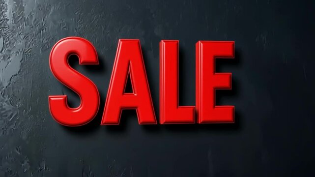 Bold red sale sign displayed against a dark textured background emphasizing discounts and limited-time offers