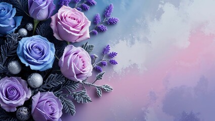 "Soft and Elegant Floral Palette of Blue, Purple, Pink, Rose, Lilac, Lavender, and White, Creating a Dreamy and Serene Ambience Perfect for Gentle, Artistic Photography and Design"

