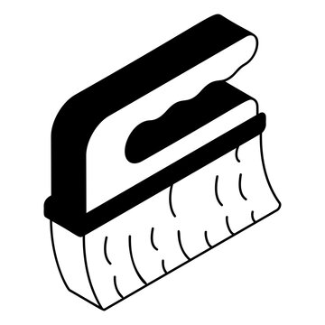 recommend clip art: liquid to remove stubborn dirt and grime isometric vector design, Housekeeping symbol, Public health Custodial sign, Waste management illustration, Hand Scrub Brush Bristles outline concept