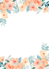 Watercolor flower frame background for design.