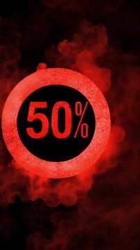 Huge discount announcement with a striking red graphic displaying fifty percent off
