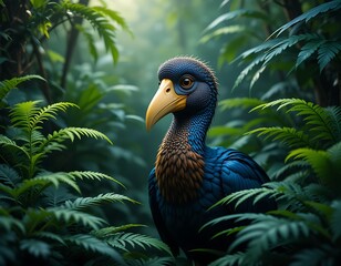 Obraz premium Illustration of Dodo bird in the jungle, generative ai. 