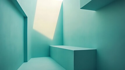 Fototapeta premium Abstract Teal Room Minimalist Geometric Design