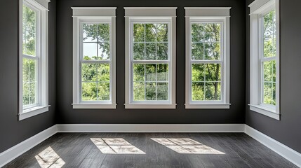 Fototapeta premium Stylish Interior Design with Large Windows and Natural Light
