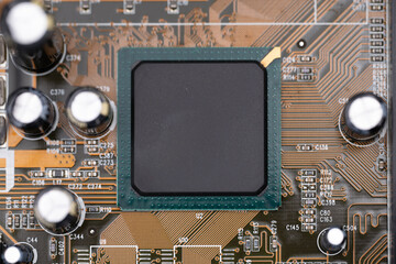 Digital Anatomy:  Circuit Board Close-Up with Integrated Circuit