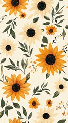 Whimsical Floral Sunflower Pattern Design