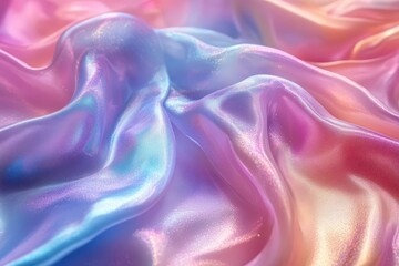 Obraz premium ethereal prismatic holographic background with iridescent rainbow gradients and flowing pearllike textures for modern design applications