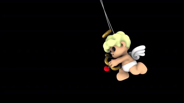 The Cupid Shooting Bow Icon is a beautifully designed 3D animation tailored for Valentine's Day or romantic-themed projects. This 4-second looped animation features a playful cupid,