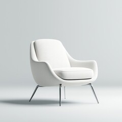 Naklejka premium Modern Minimalist White Chair on Light Gray Background