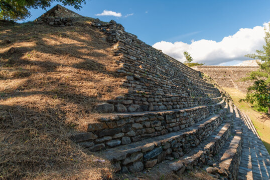 Detail of Mayan pyramid staircase.