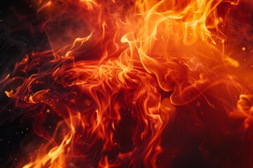 Fototapeta premium Abstract flames with swirling fire patterns and glowing sparks.