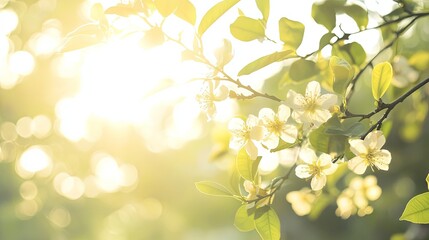 Spring Blossoms in Sunlight: A Delicate Garden Scene