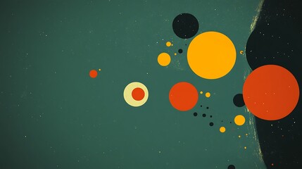 Abstract Colorful Circles on Dark Green Background