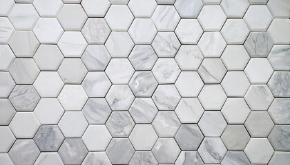 white marble wall with hexagon tiles for texture and background