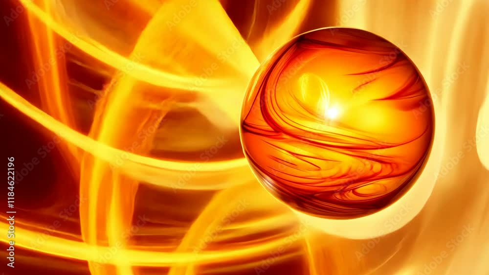 Wall mural swirling patterns and vibrant colors create an abstract representation of energy and movement in a c