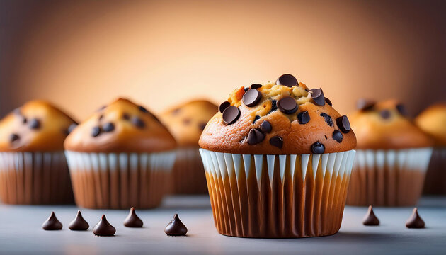 a chocolate chip muffin is a muffin with chocolate chips in it background - Powered by Adobe