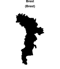 Obraz premium Brest district blank outline map