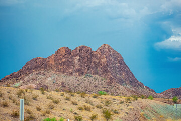 Geological Rocks Landscaoe In Arizona with blue sky background