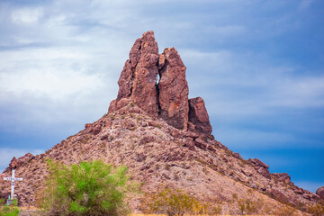 Geological Rocks Landscaoe In Arizona with blue sky background