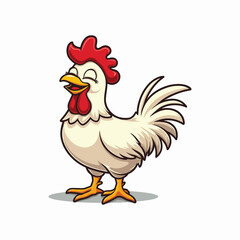 Simple cartoon rooster standing confidently, vector illustration for farm animal or poultry-themed designs