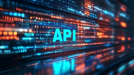 Fototapeta premium Digital technology backdrop featuring the acronym API.