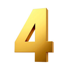 Obraz premium A shiny number four in stunning golden color on a bright white background 