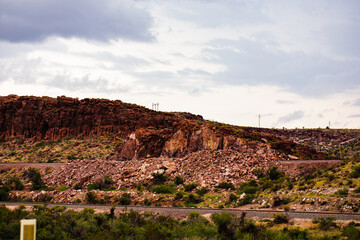 Geological Rocks Landscaoe In Arizona with blue sky background
