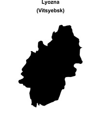 Lyozna district blank outline map