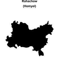 Obraz premium Rahachow district blank outline map